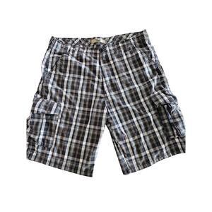 Wrangler Men’s Cargo Utility Shorts Plaid Blue Green Size 38